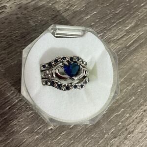 NWT 3 PC Ring Set Size 5 CZ Sapphire & Diamond Fashion Rings